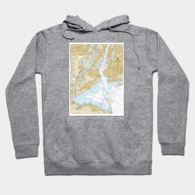 New York Harbor - Marine Navigation Nautical Chart Hoodie by Vidision Avgeek